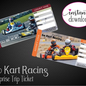 Printable GO KART Racing Surprise Trip Tickets. Vacation Ticket ...