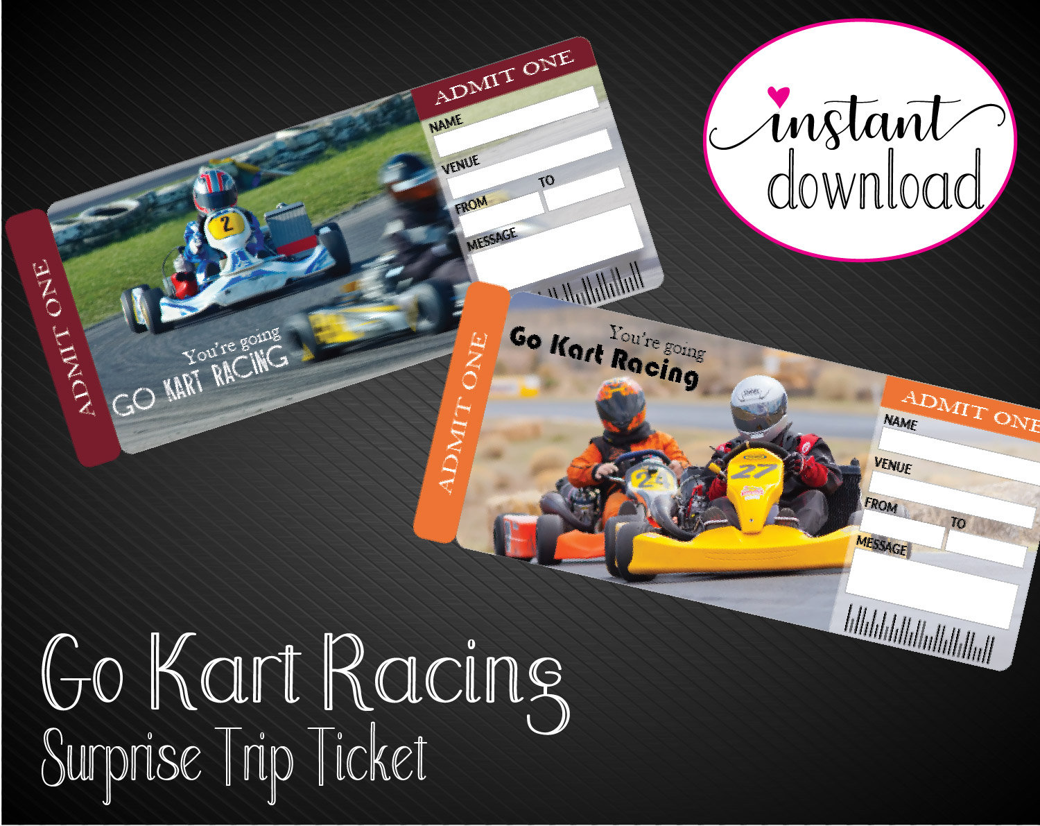 Printable GO KART Racing Surprise Trip Tickets. Vacation Etsy