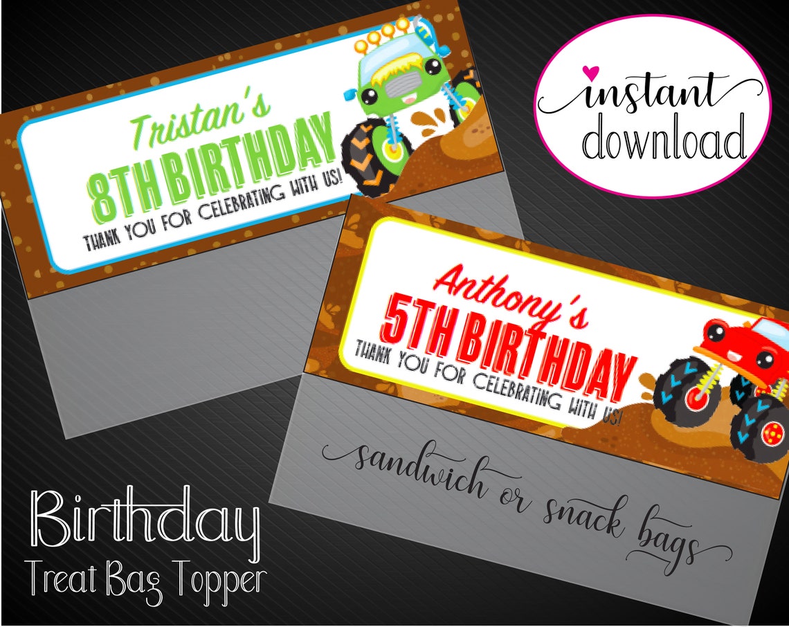 Printable BIRTHDAY Treat Bag Topper Candy Bag Party Favor | Etsy