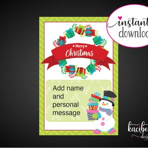 Printable CHRISTMAS Gift Card Holder. Santa and Snowman Wreaths. Merry ...