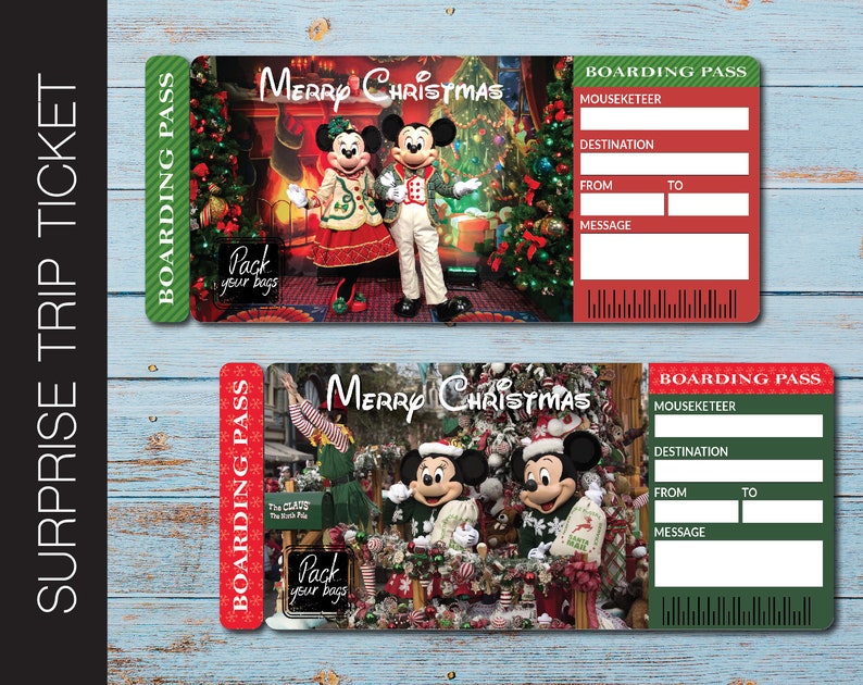 Printable DISNEY CHRISTMAS Surprise Trip Ticket. Disney World Etsy