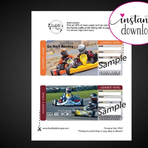 Printable GO KART Racing Surprise Trip Tickets. Vacation Ticket ...
