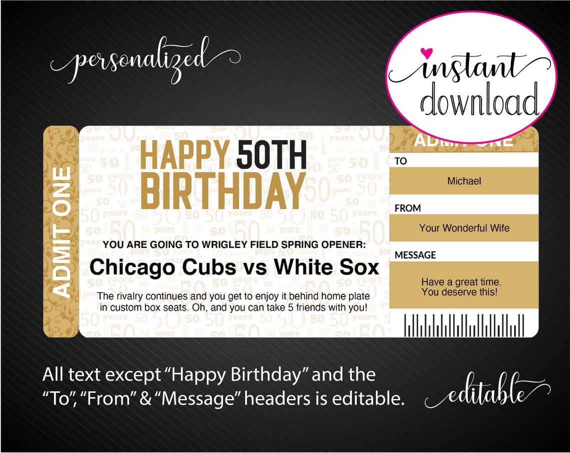 Printable 50TH BIRTHDAY All Editable Surprise Gift Reveal. - Etsy