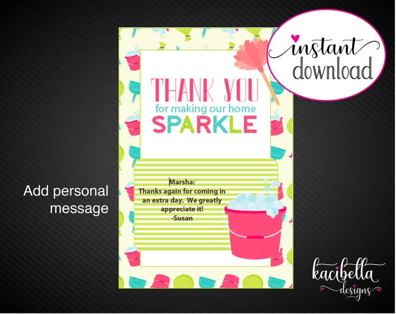 Printable HOUSE CLEANER Appreciation Gift Card Holder. Maid or Etsy