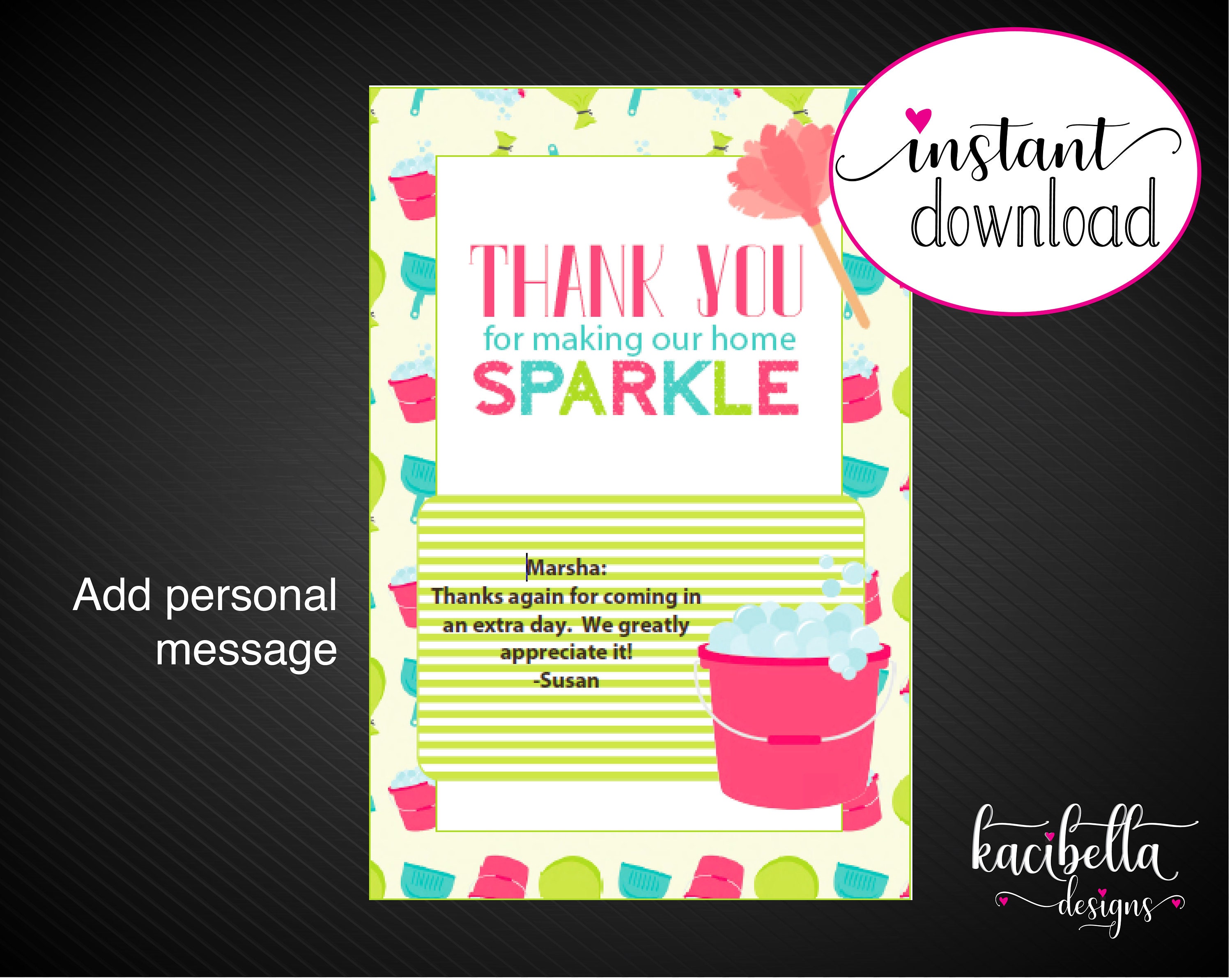 Printable HOUSE CLEANER Appreciation Gift Card Holder. Maid or Etsy