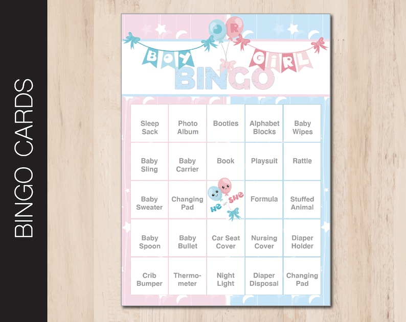 printable gender reveal bingo game baby shower bingo boy