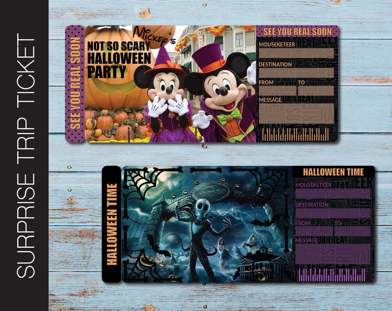 Printable DISNEY HALLOWEEN Surprise Trip Tickets. Disney Etsy