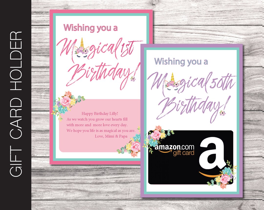 Printable BIRTHDAY Gift Card Holder. Unicorn Magical Birthday. Etsy