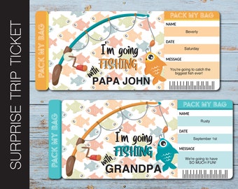 Printable Grandpa Fishing Trip Ticket. Uncle Daddy Granddaddy Lolo Gramps Nonno Papa Paw-Paw Pop-Pop Fishing Ticket. Instant Download