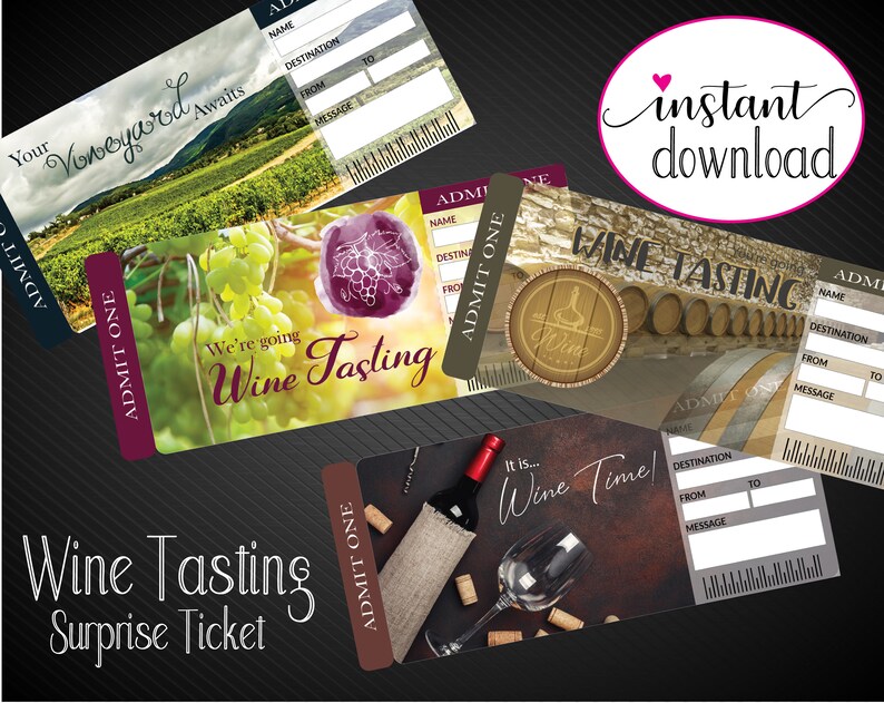 Printable WINE TASTING Surprise Trip Gift Ticket. Boarding Etsy