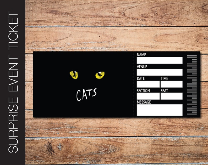 Printable CATS Broadway Surprise Ticket. Editable Musical - Etsy