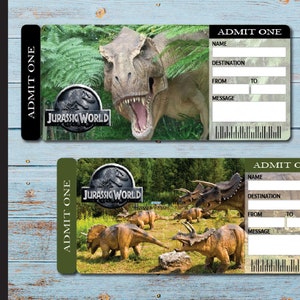 Printable JURASSIC WORLD Surprise Universal Studios Trip Tickets. Vacation Ticket.  Boarding Pass.