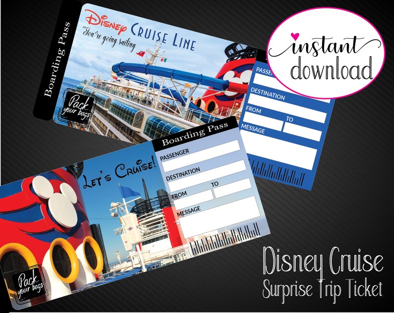 Printable DISNEY CRUISE Surprise Trip Tickets. Disney