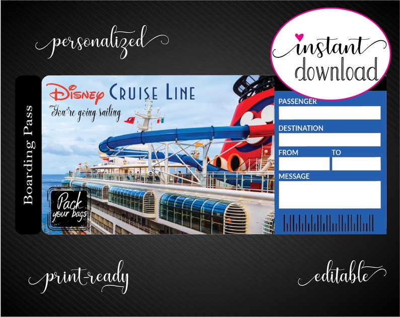 Printable DISNEY CRUISE Surprise Trip Tickets. Disney