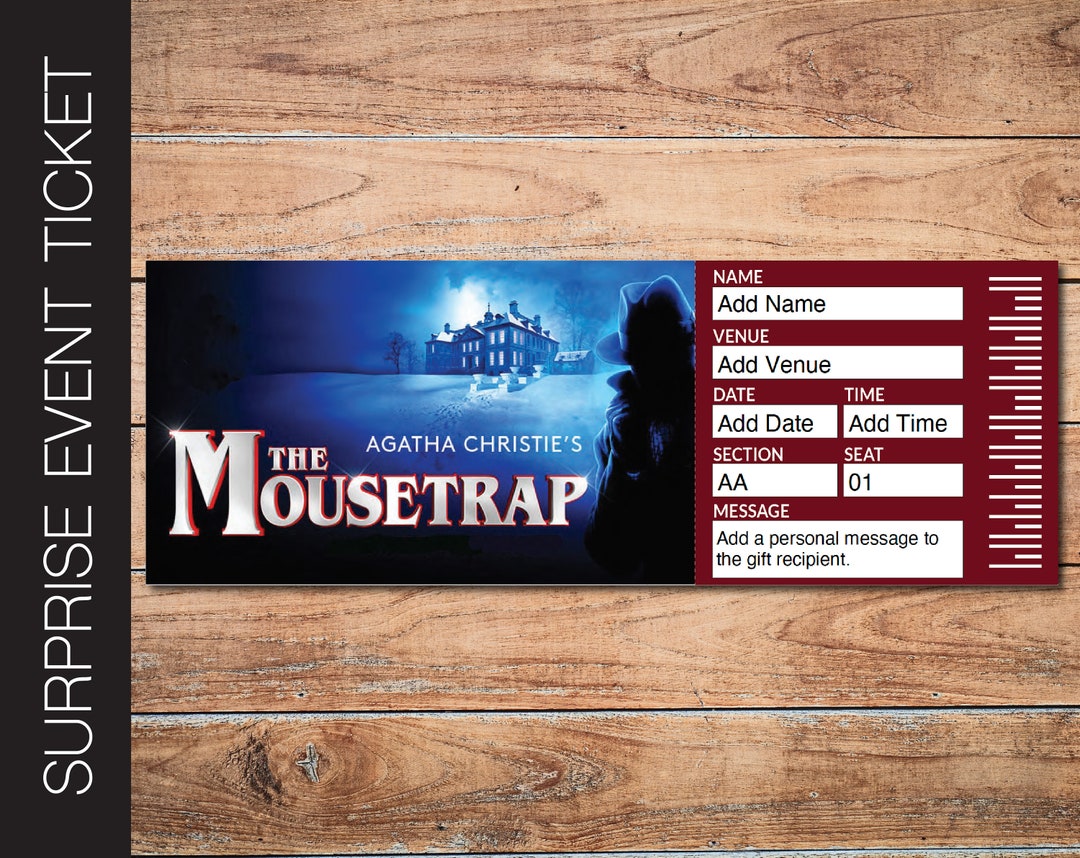 Printable MOUSETRAP Broadway Surprise Ticket. Editable Musical Etsy