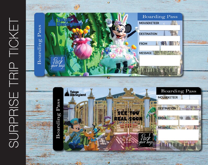Printable TOKYO DISNEY Surprise Trip Tickets. Tokyo Disneyland | Etsy