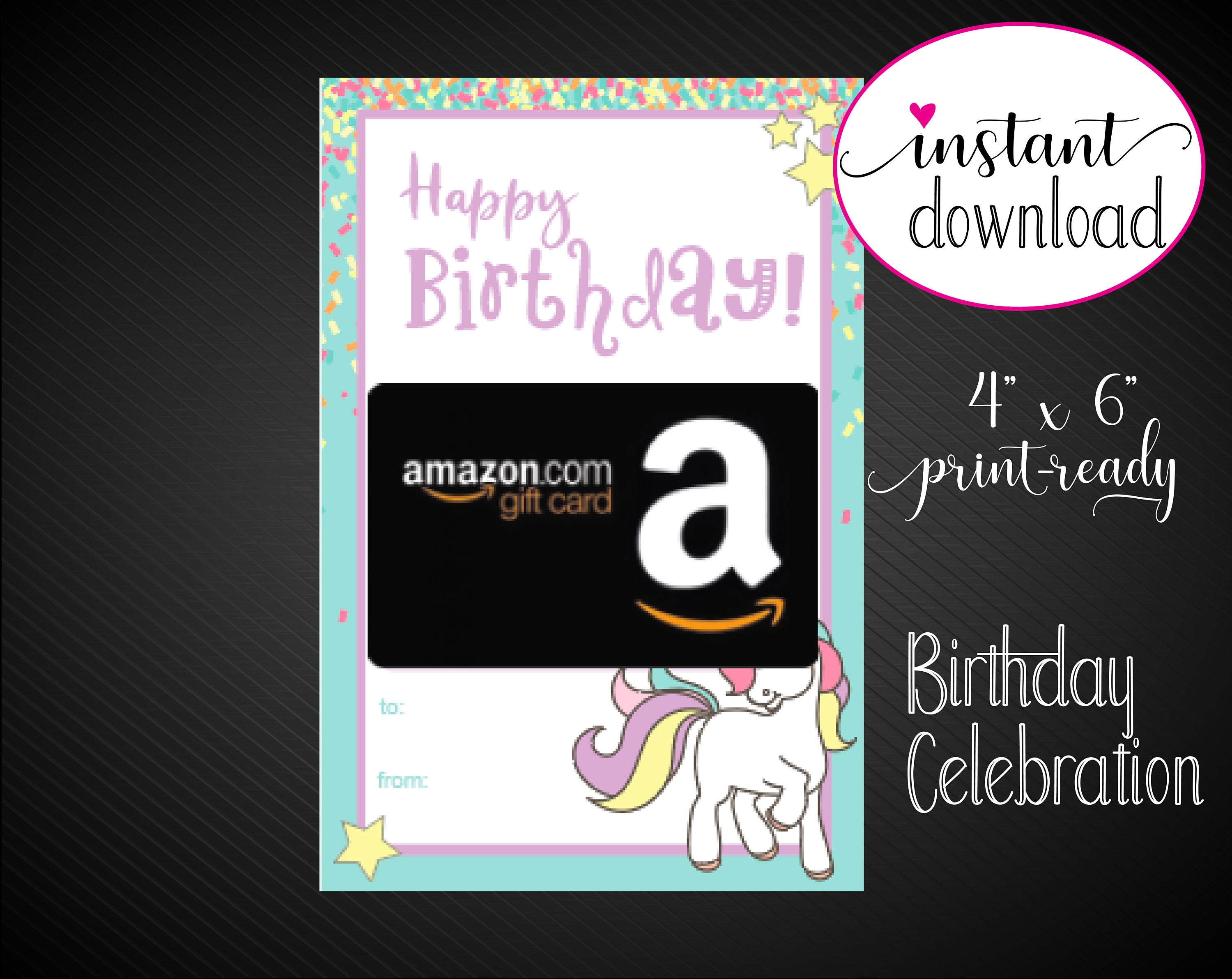 Printable BIRTHDAY Gift Card Holder. Pastel Unicorn HAPPY | Etsy