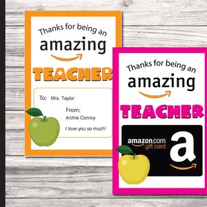 Amazon Gift Card Teacher Appreciation Printable