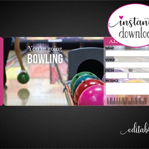 Printable BOWLING Surprise Event Tickets. Vacation Ticket. Admission Ticket. Instant Download. image 4