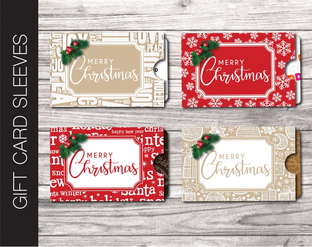 Printable CHRISTMAS Gift Card Sleeve / Envelope. Merry Christmas