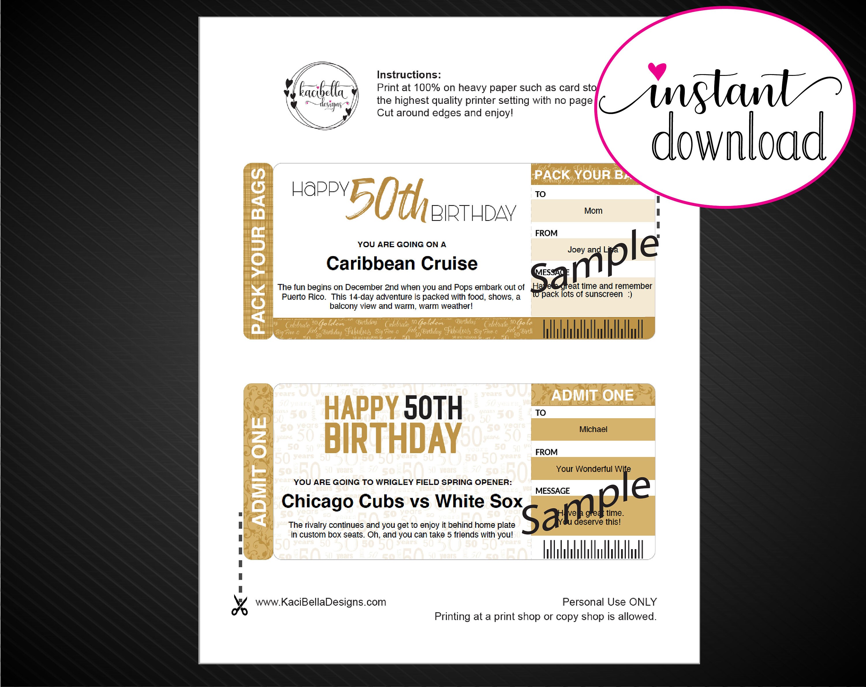 Printable 50TH BIRTHDAY All Editable Surprise Gift Reveal. - Etsy