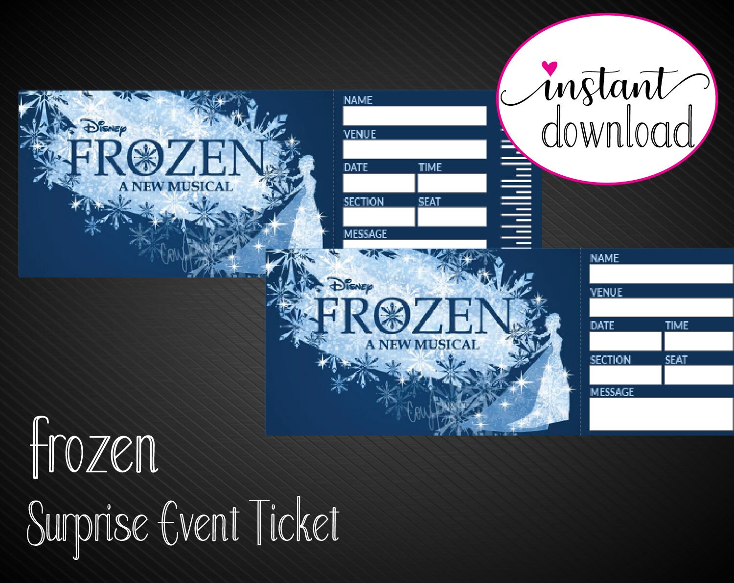 Printable FROZEN Broadway Surprise Ticket. Editable Musical Etsy