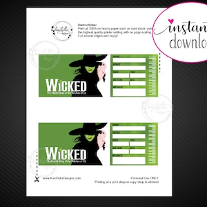 Printable WICKED Broadway Surprise Ticket. Editable Musical Theatre Faux Event Admission Souvenir Keepsake. PDF Instant Digital Download. image 4