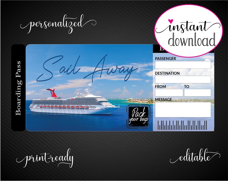 Printable CRUISE Surprise Trip Tickets. Carnival Royal Etsy