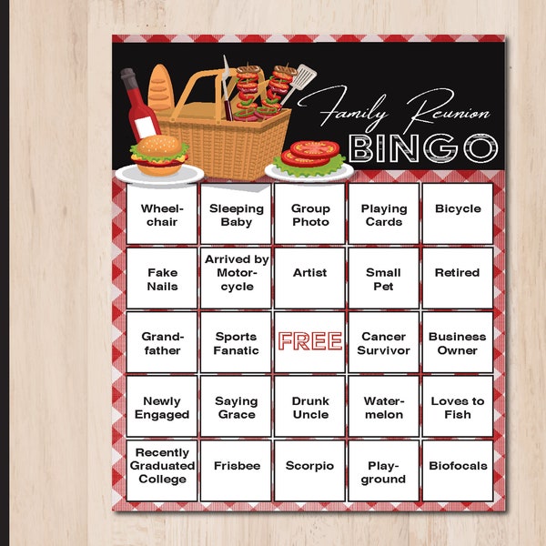Druckbare FAMILIE REUNION Bingo Spiel | 40 druckfertige oder bearbeitbare PDF-Karten | Sofortiger Download druckbare digitale Datei