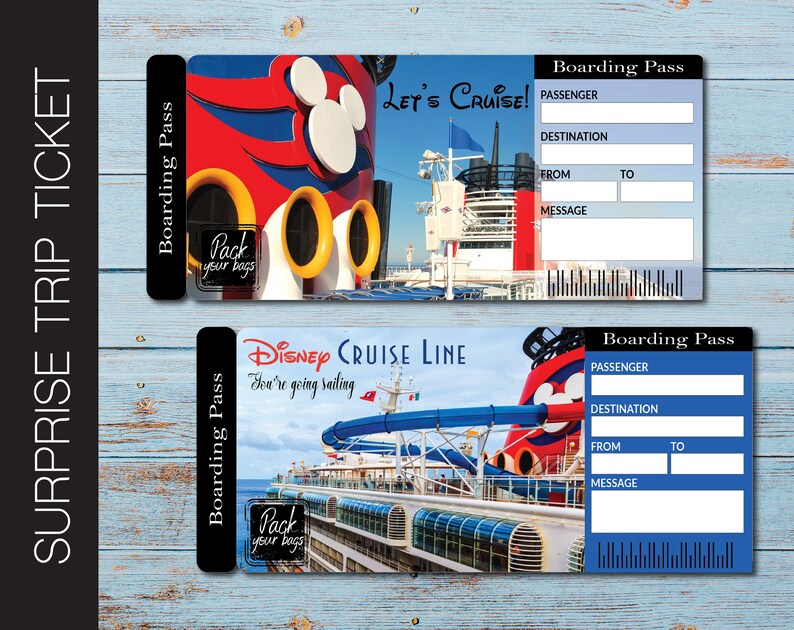 Printable DISNEY CRUISE Surprise Trip Tickets. Disney