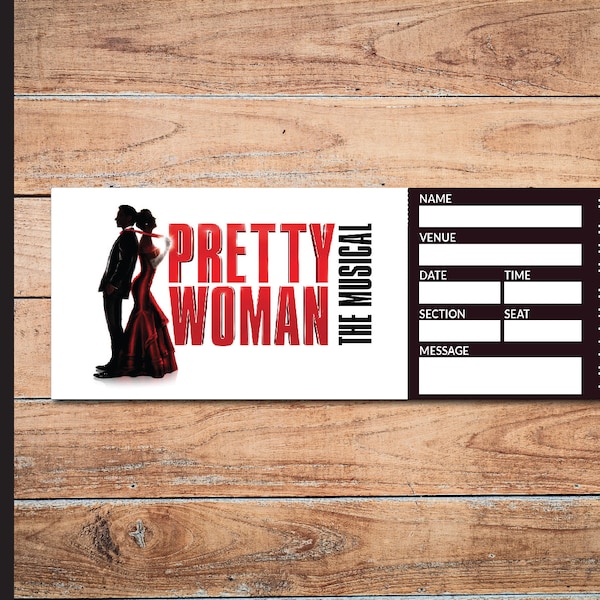 Druckbare PRETTY WOMAN Broadway Surprise Ticket. Bearbeitbares Musical Theater Faux Event Eintritt Souvenir Andenken. PDF Sofort Download