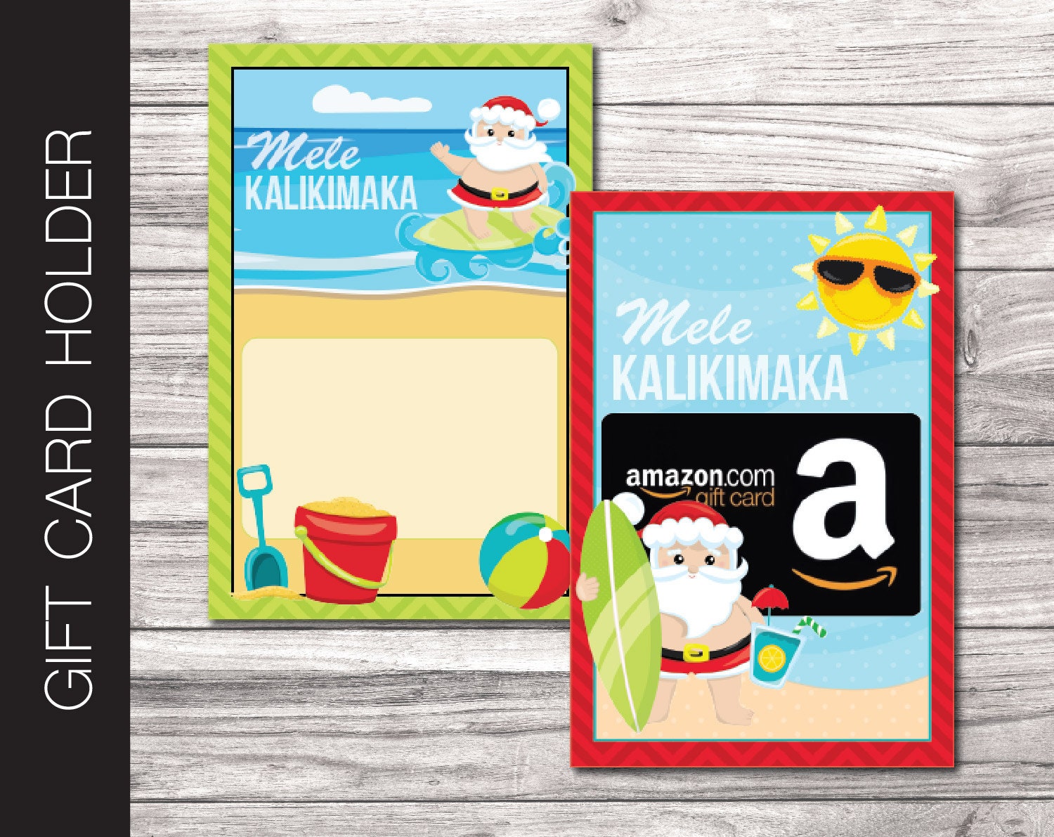 Printable CHRISTMAS Hawaii Themed Gift Card Holder. Surfing - Etsy