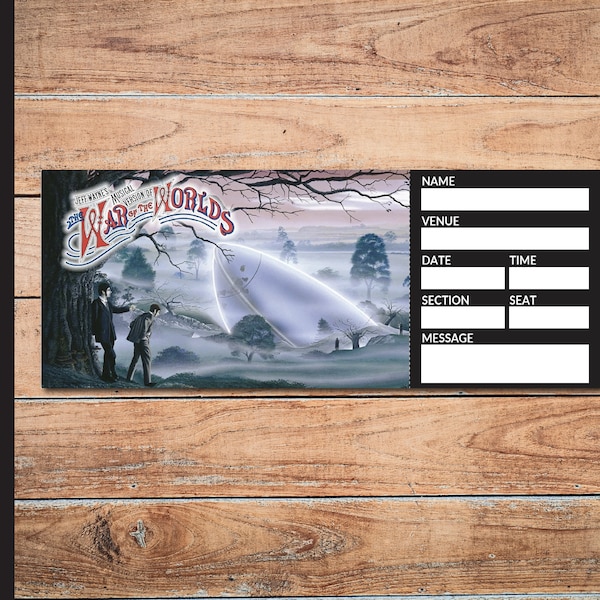 Printable WAR Of The WORLDS Broadway Surprise Ticket. Editable Musical Theatre Faux Event Admission Souvenir Keepsake. PDF Instant Download.