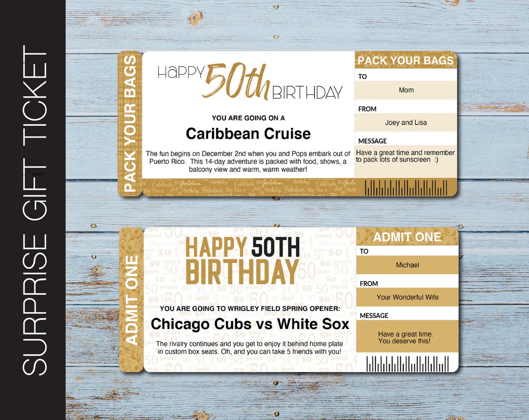 Printable 50TH BIRTHDAY All Editable Surprise Gift Reveal. Boarding ...