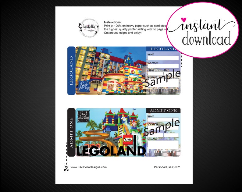 printable legoland surprise trip gift ticket boarding
