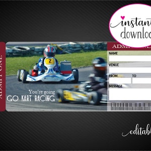 Printable GO KART Racing Surprise Trip Tickets. Vacation Ticket ...