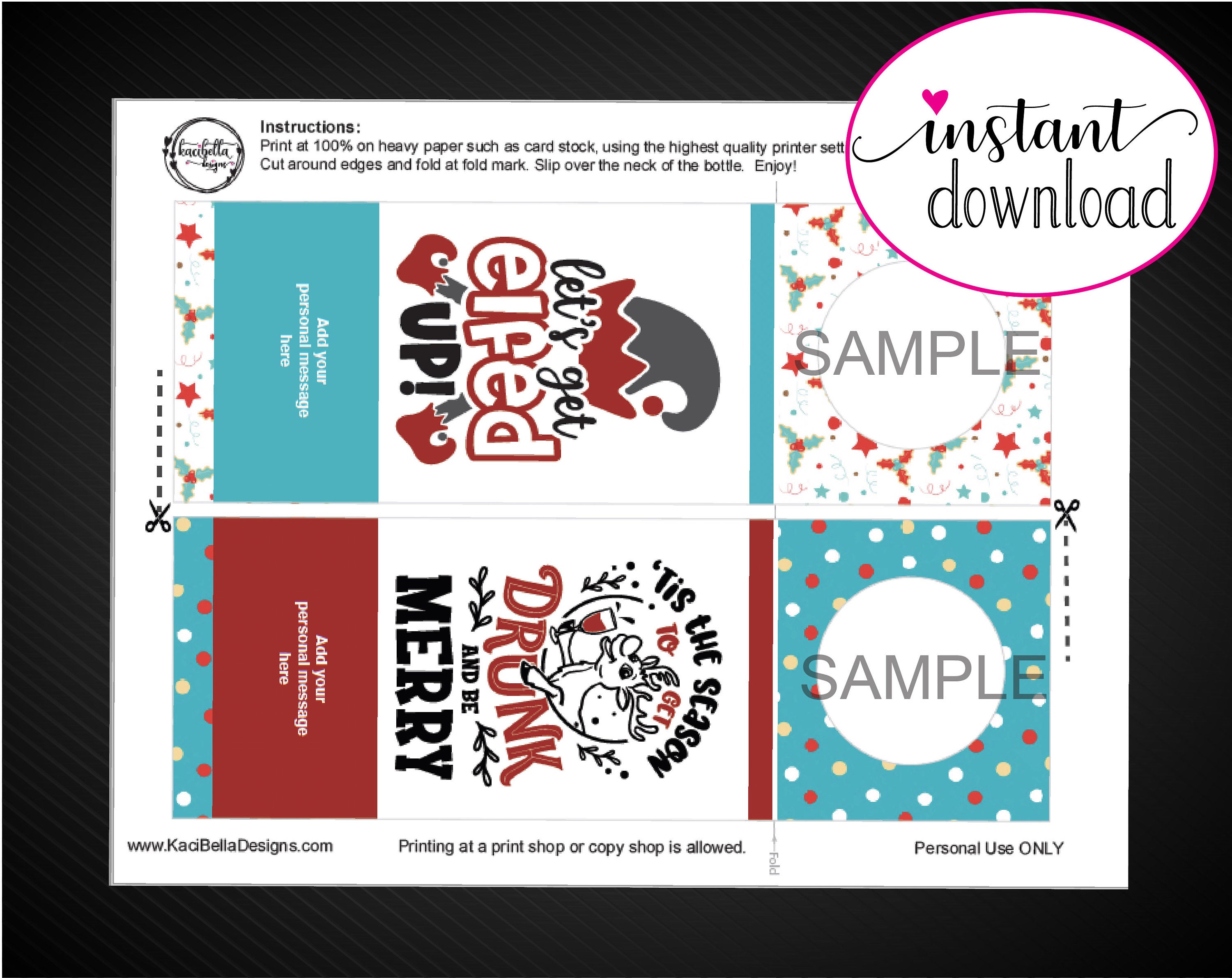 Printable DRUNK CHRISTMAS Wine Gift Tag. Editable 2-sided Wine - Etsy