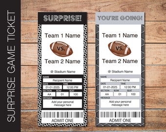 Editable LAS VEGAS Colors Football Game Gift Reveal Ticket.  Editable Instant Download.