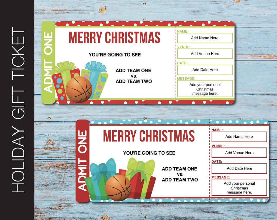 Holiday BASKETBALL Game Surprise Tickets. Christmas Themed Etsy