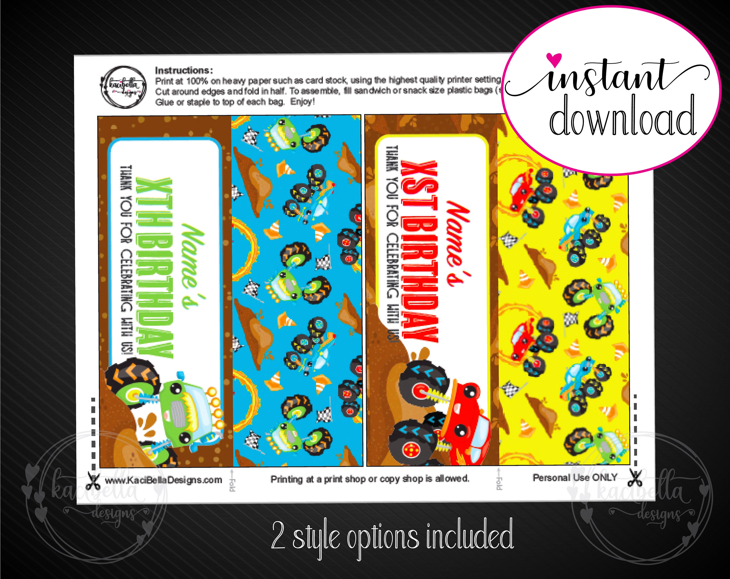 Printable BIRTHDAY Treat Bag Topper Candy Bag Party Favor | Etsy