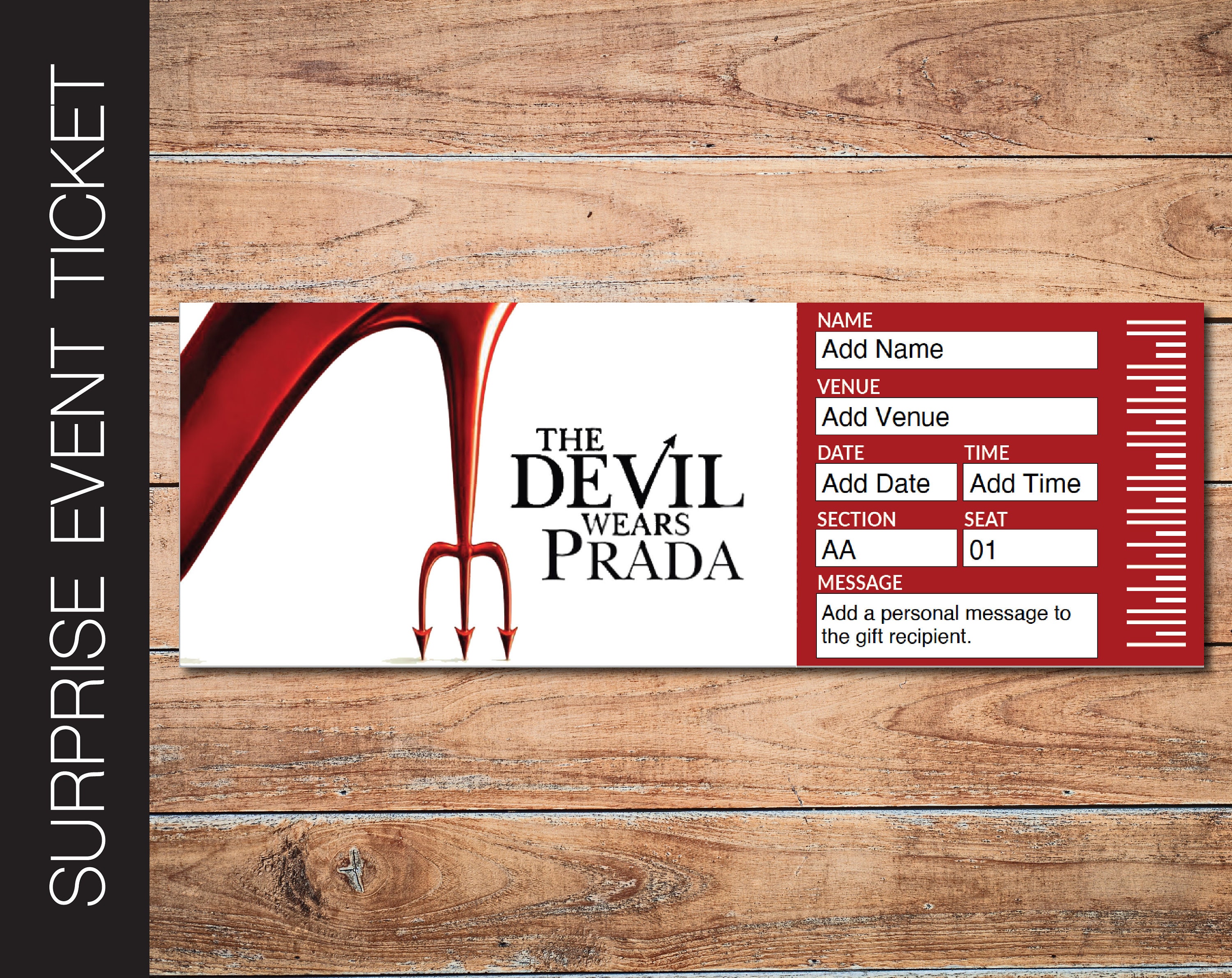 Printable DEVIL Wears PRADA Broadway Surprise Ticket. Editable - Etsy  Ireland