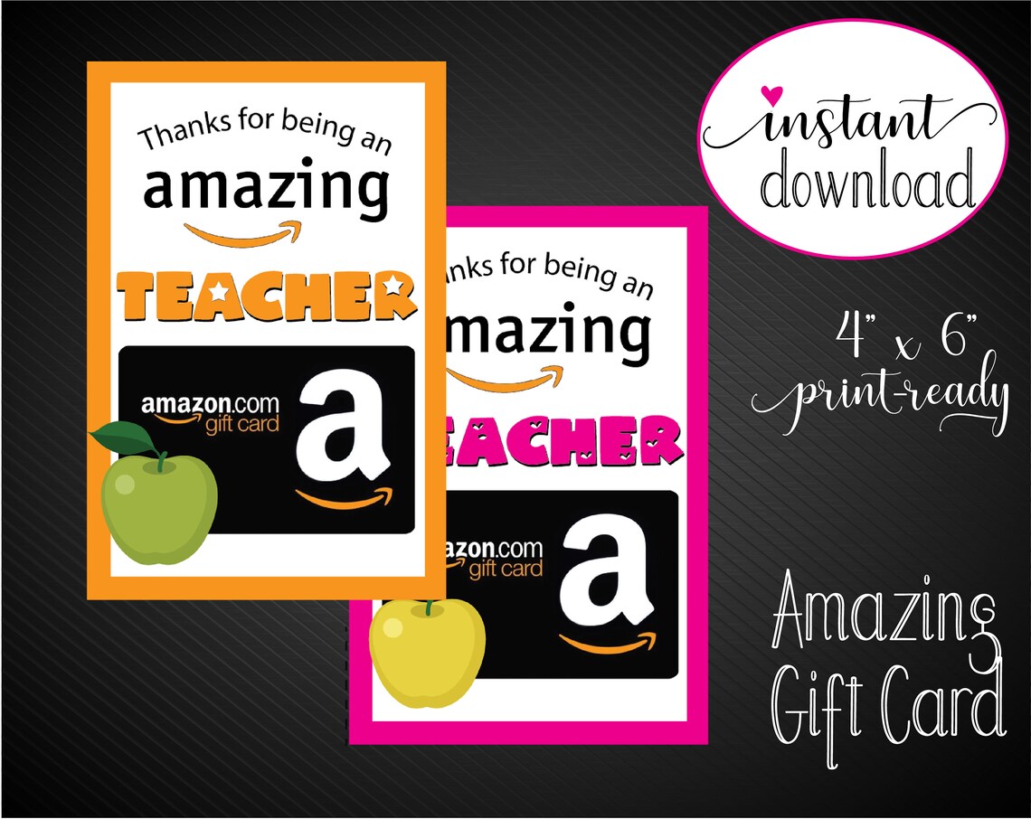 Printable AMAZON Teacher Appreciation Gift Card Holder. Thank | Etsy