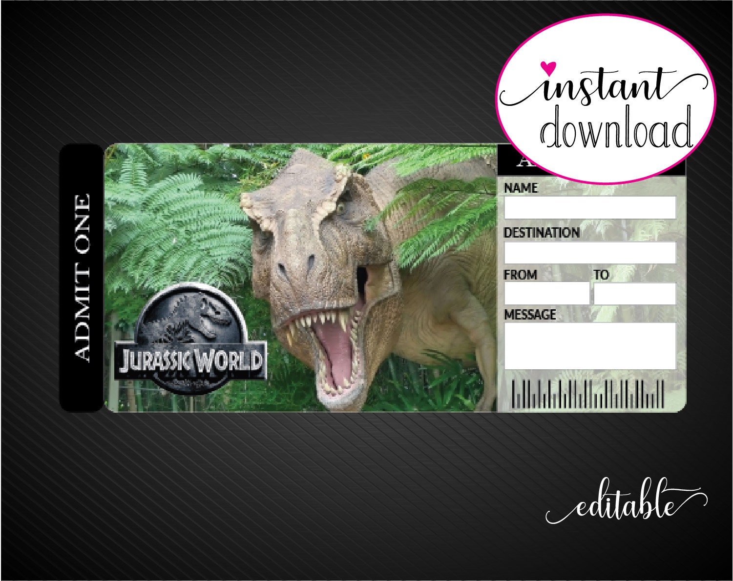 Printable JURASSIC WORLD Surprise Universal Studios Trip - Etsy