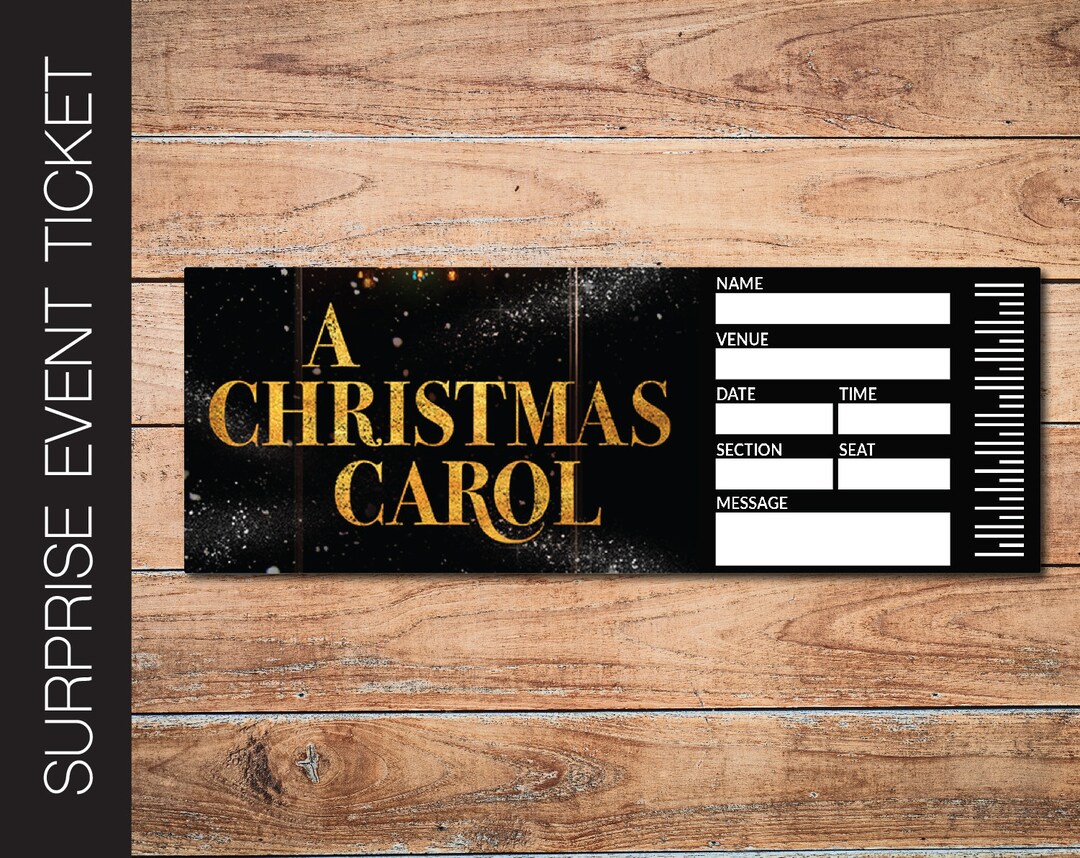 A CHRISTMAS CAROL Broadway Surprise Ticket. Editable Musical Theatre