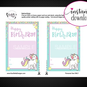 Printable BIRTHDAY Gift Card Holder. Pastel Unicorn HAPPY BIRTHDAY ...