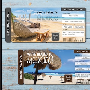 All Text Editable MEXICO Surprise Trip Gift Ticket. Boarding Pass. Printable Ticket. Trip Ticket. Vacation Ticket. Instant Download PDF