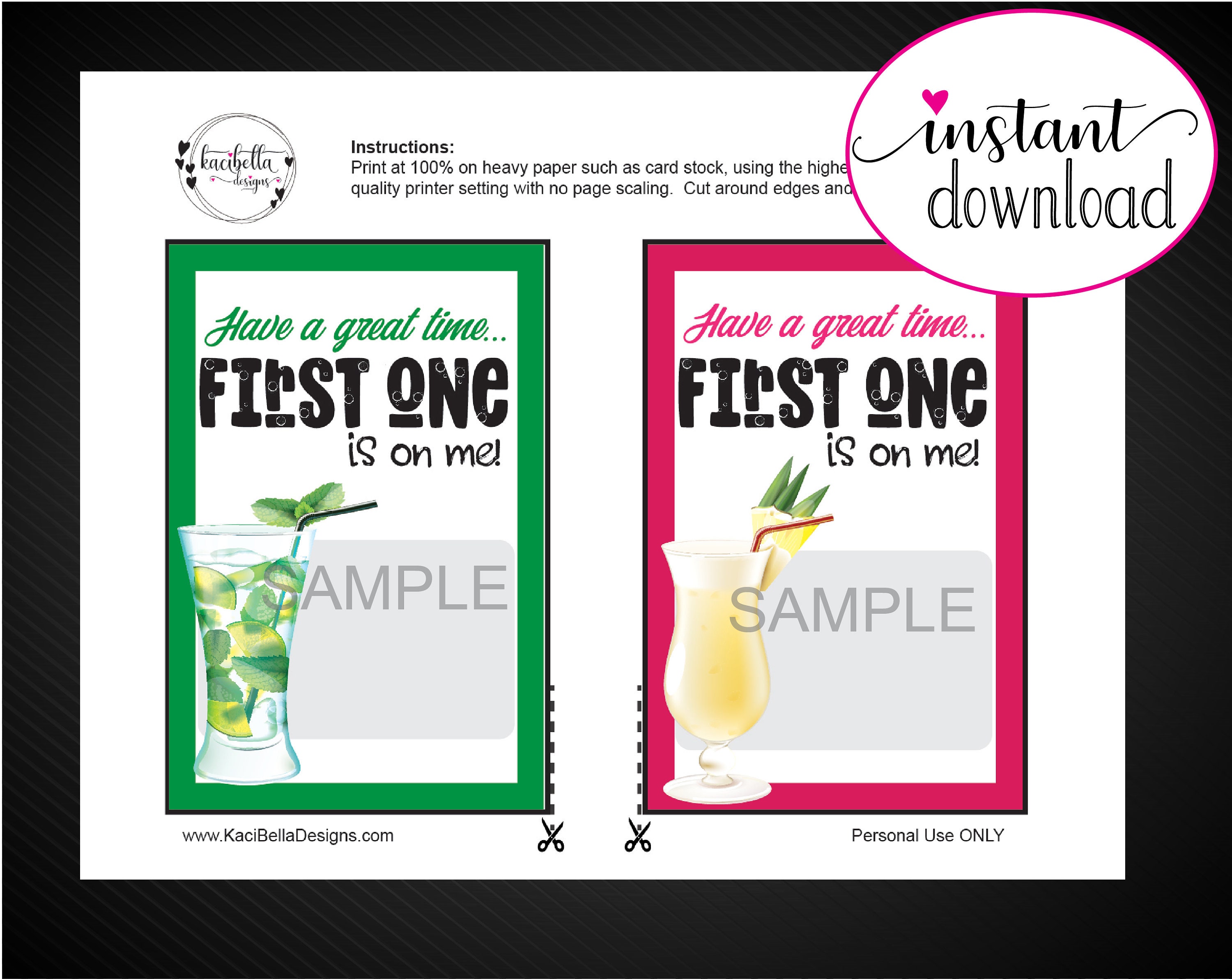 Printable CELEBRATION Cocktail Gift Card Holder. Have a Great Etsy