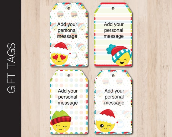 Printable CHRISTMAS EMOJI Gift Tags. Emoji Merry Christmas. | Etsy