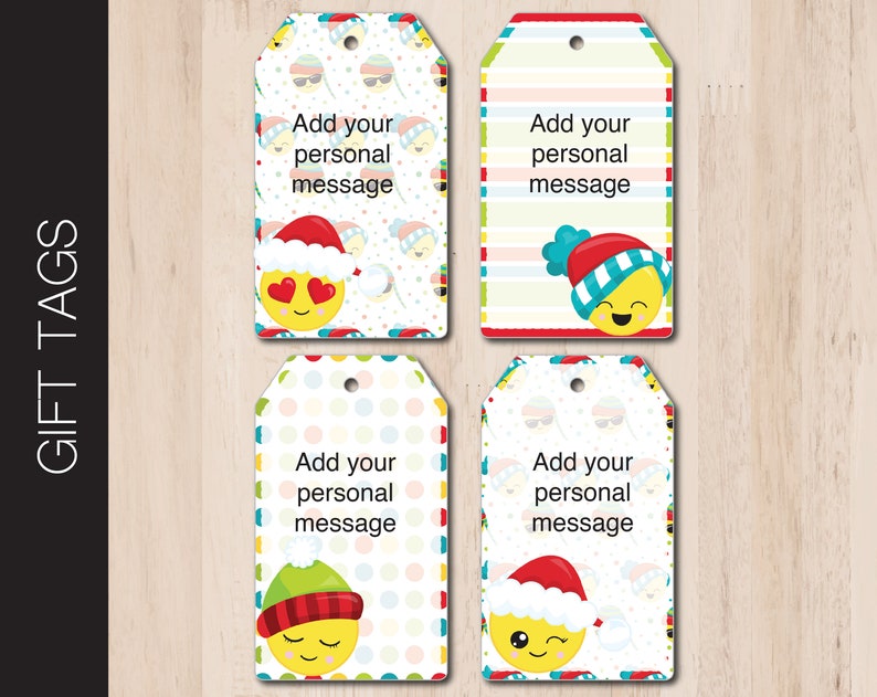 Printable CHRISTMAS EMOJI Gift Tags. Emoji Merry Christmas. Etsy