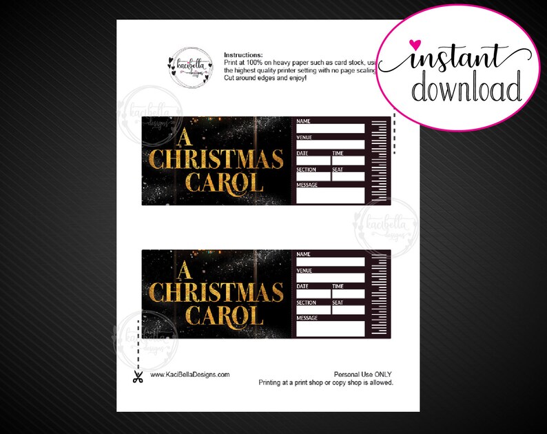 A CHRISTMAS CAROL Broadway Surprise Ticket. Editable Musical Etsy